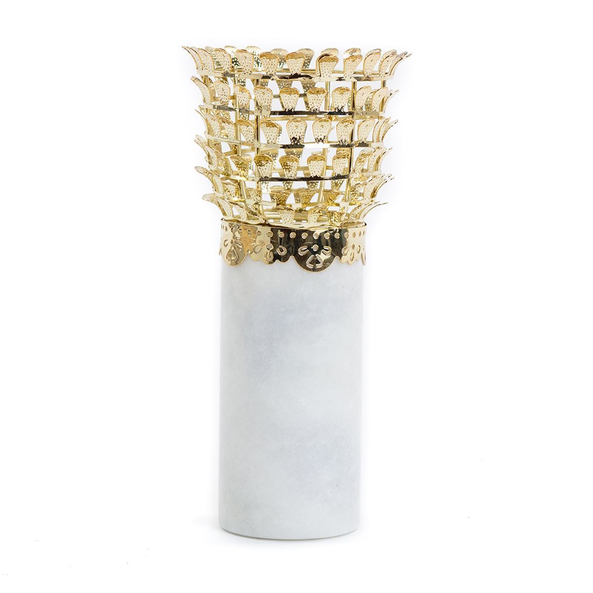 White Marble and gold tealight holder