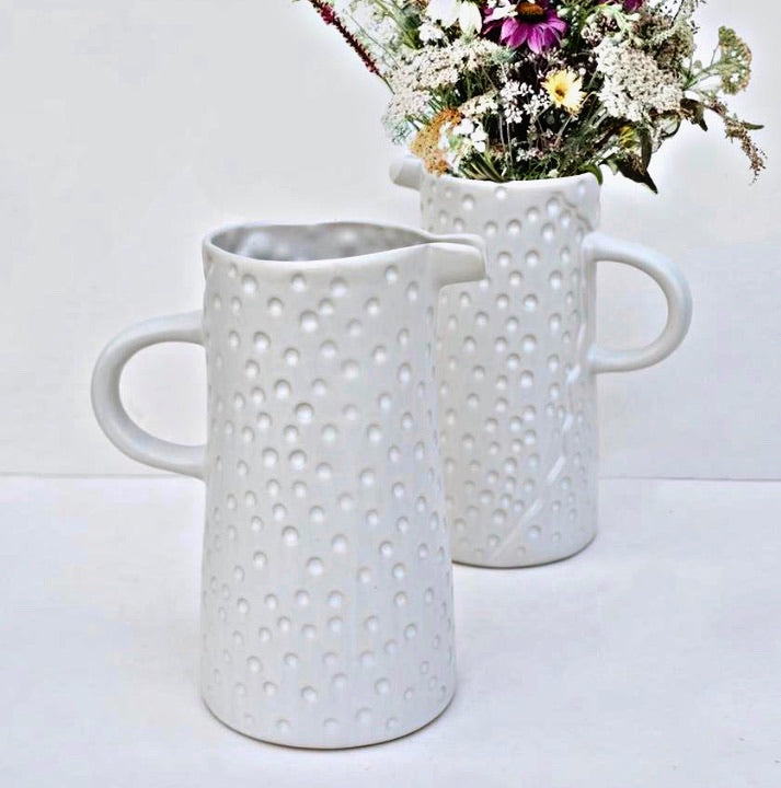 Dotty textured rustic jug - Off White