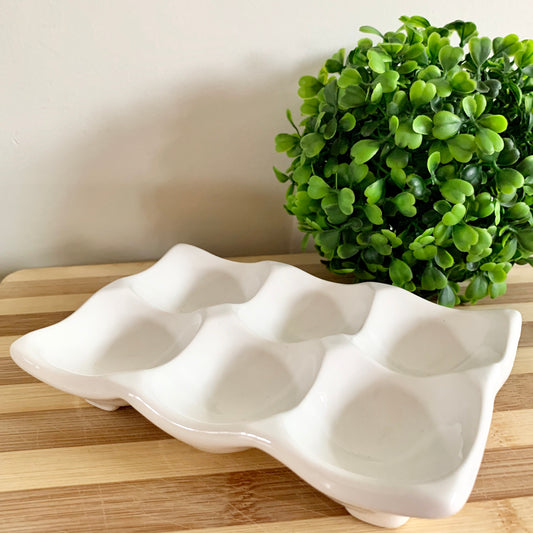 White ceramic egg tray