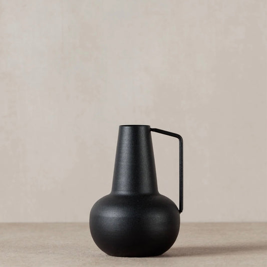 Petite black metal vase