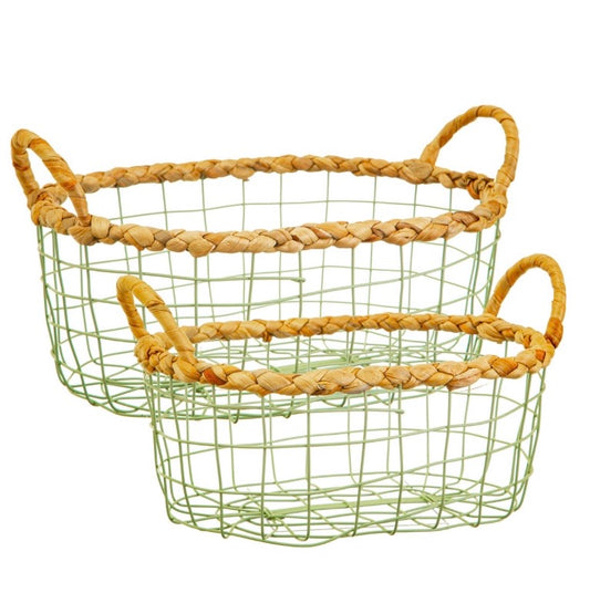 Mint green wire storage baskets - Set of 2